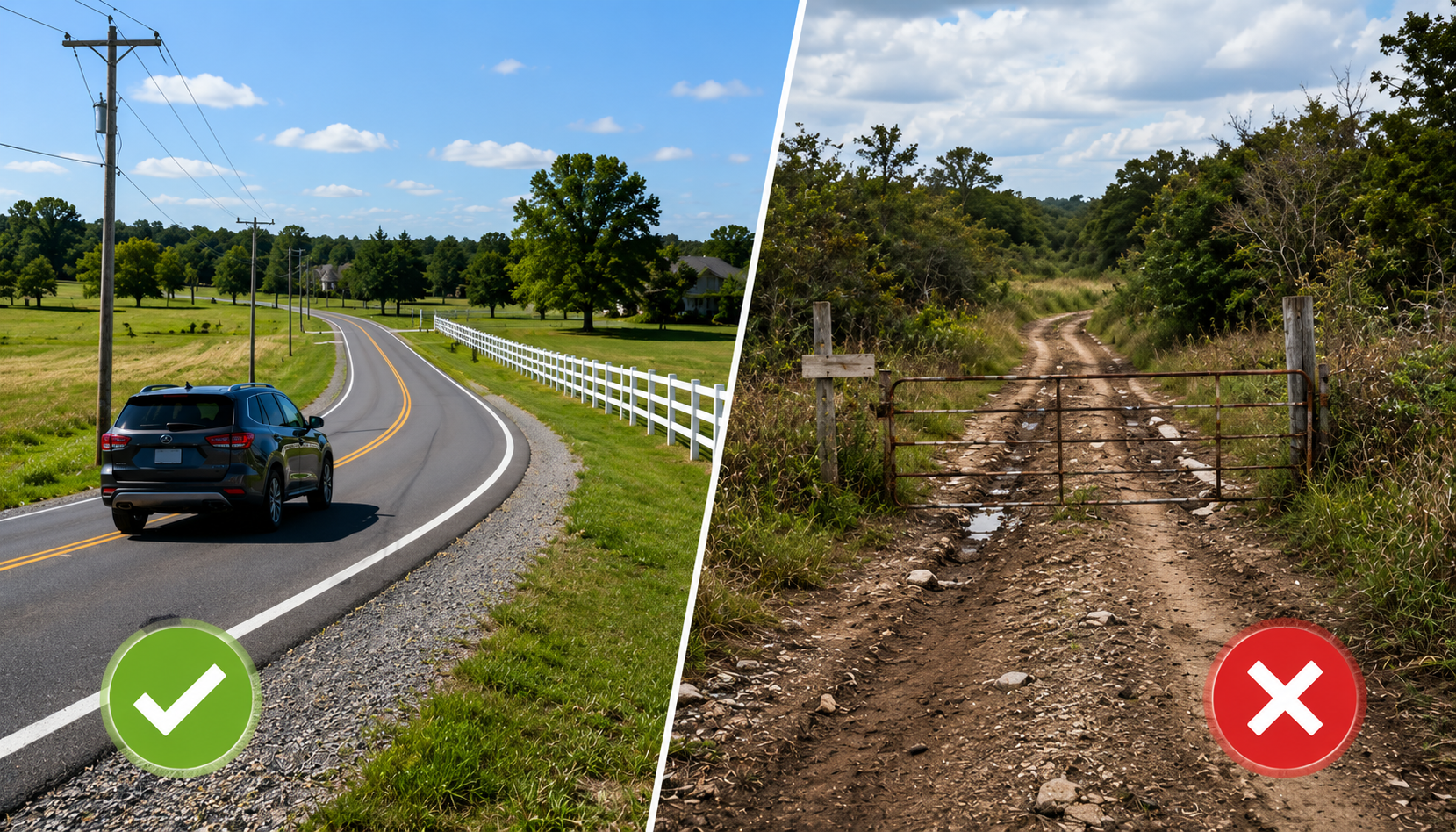 Road access to vacant land for property development
